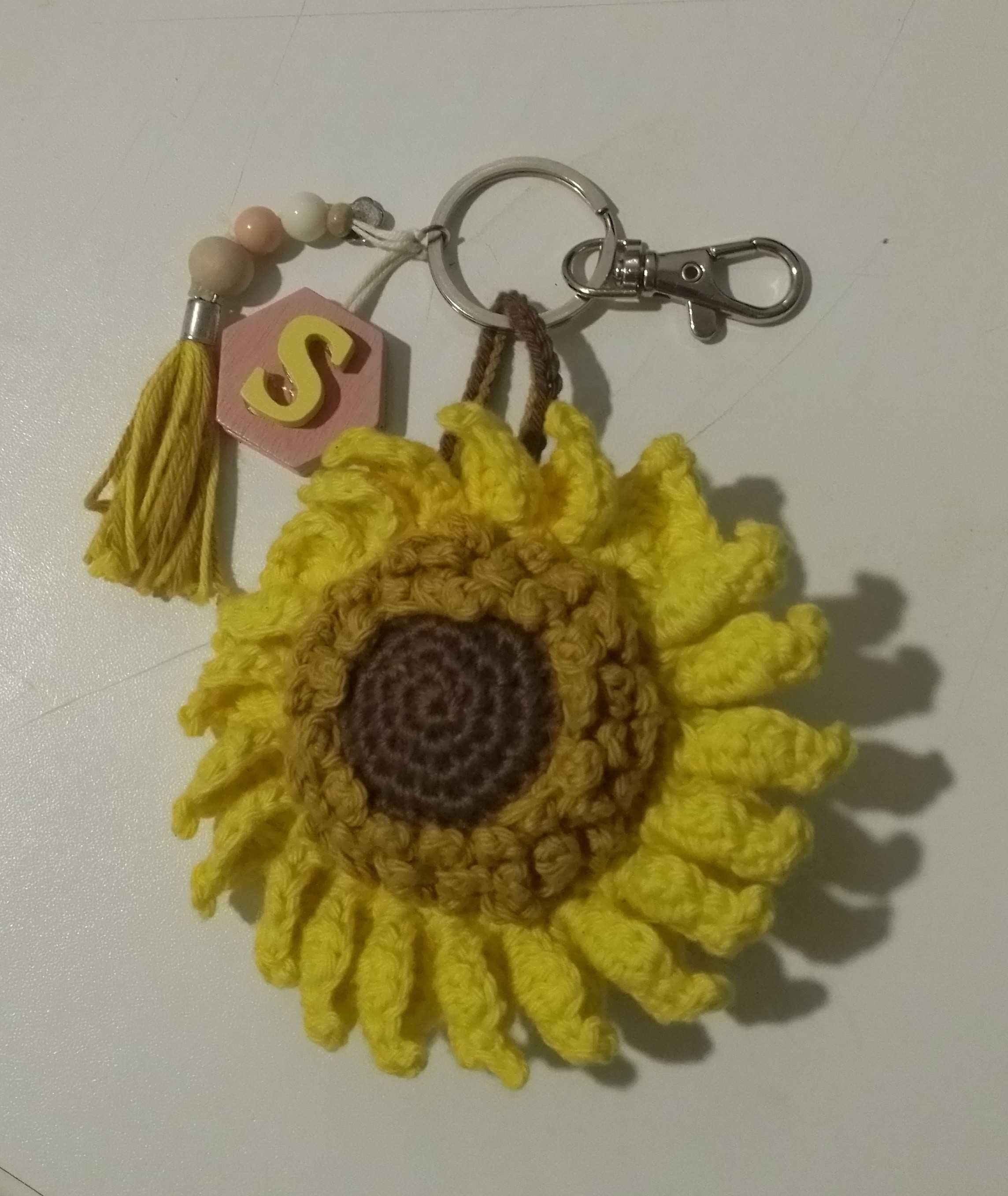 Porta chaves girassol amigurumi