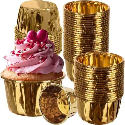 Papilotki Na Muffinki Babeczki Słodki Stół Złote Eleganckie 50 Szt.