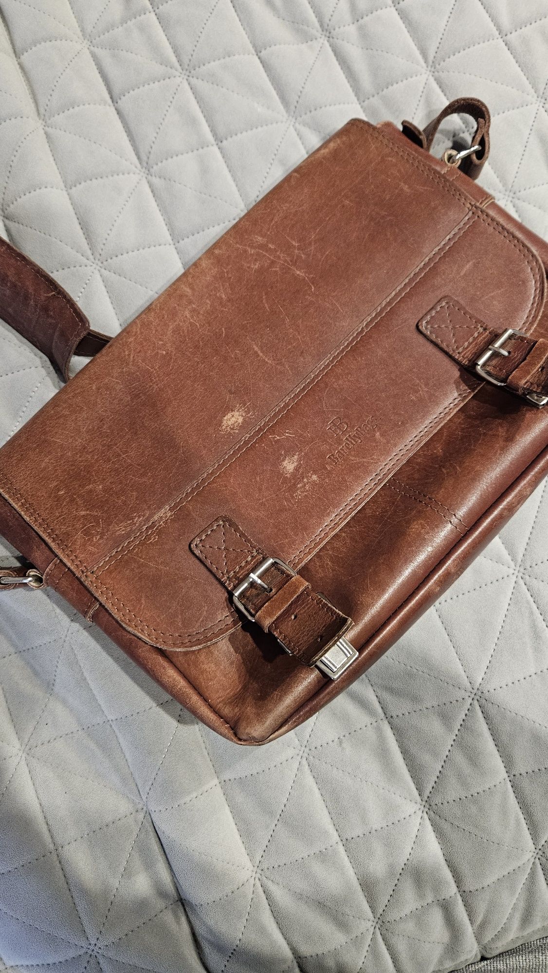 Torba skórzana listonoszka barelly bags vintage hand made