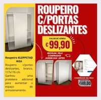 Roupeiro c/portas deslizantes IKEA, branco, 117x176 cm