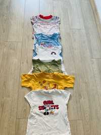 Bluzki z krótkim rękawkiem T-shirty r.80 dla dziewczynki 7 szt