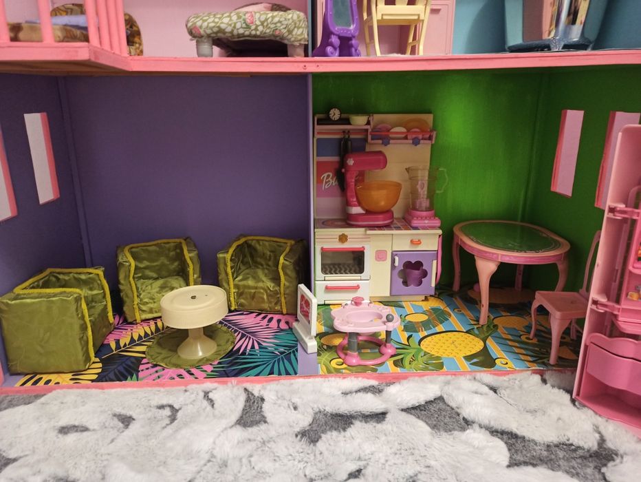 Domek dla lalek Barbie z meblami jedyny taki hand made