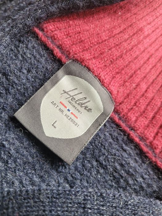 Sweter r L 100proc wełna golf zamek Heldre Insideout termiczny gruby