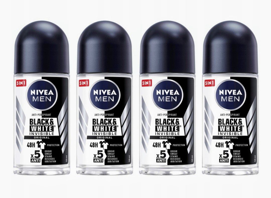 Nivea Men Black and White Invisible Original antyperspirant 50ml 4szt.