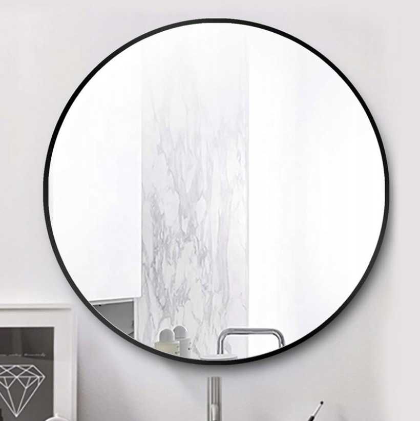 Profesjonalne LUSTRO OKRĄGŁE Ścienne Loft Rama 80cm Czarne (-20%)