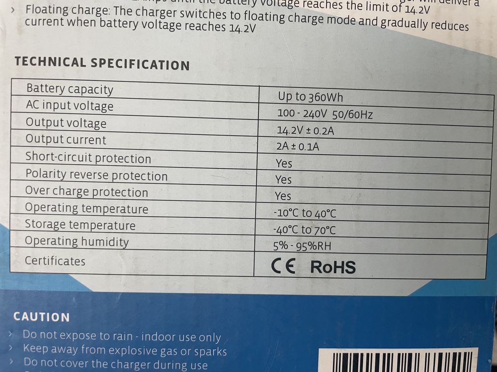 Ładowarka Exide Li-ion 12v 2A LifePo4