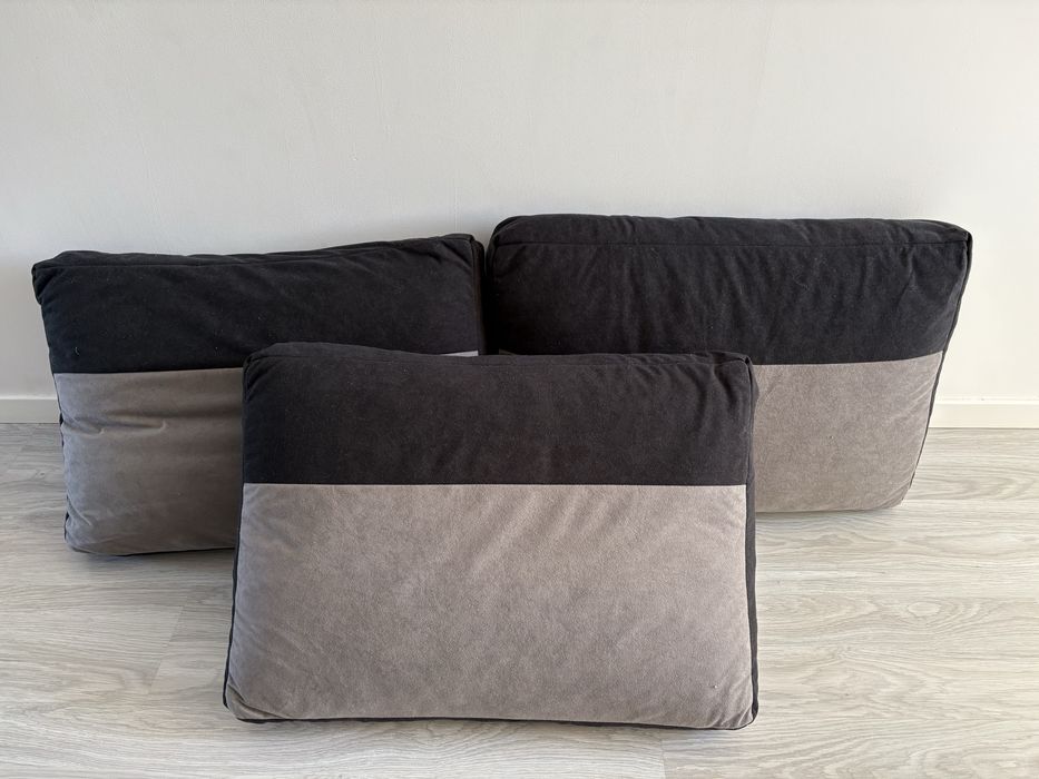 Komplet 3 poduszek dekoracyjnych – szaro-czarne