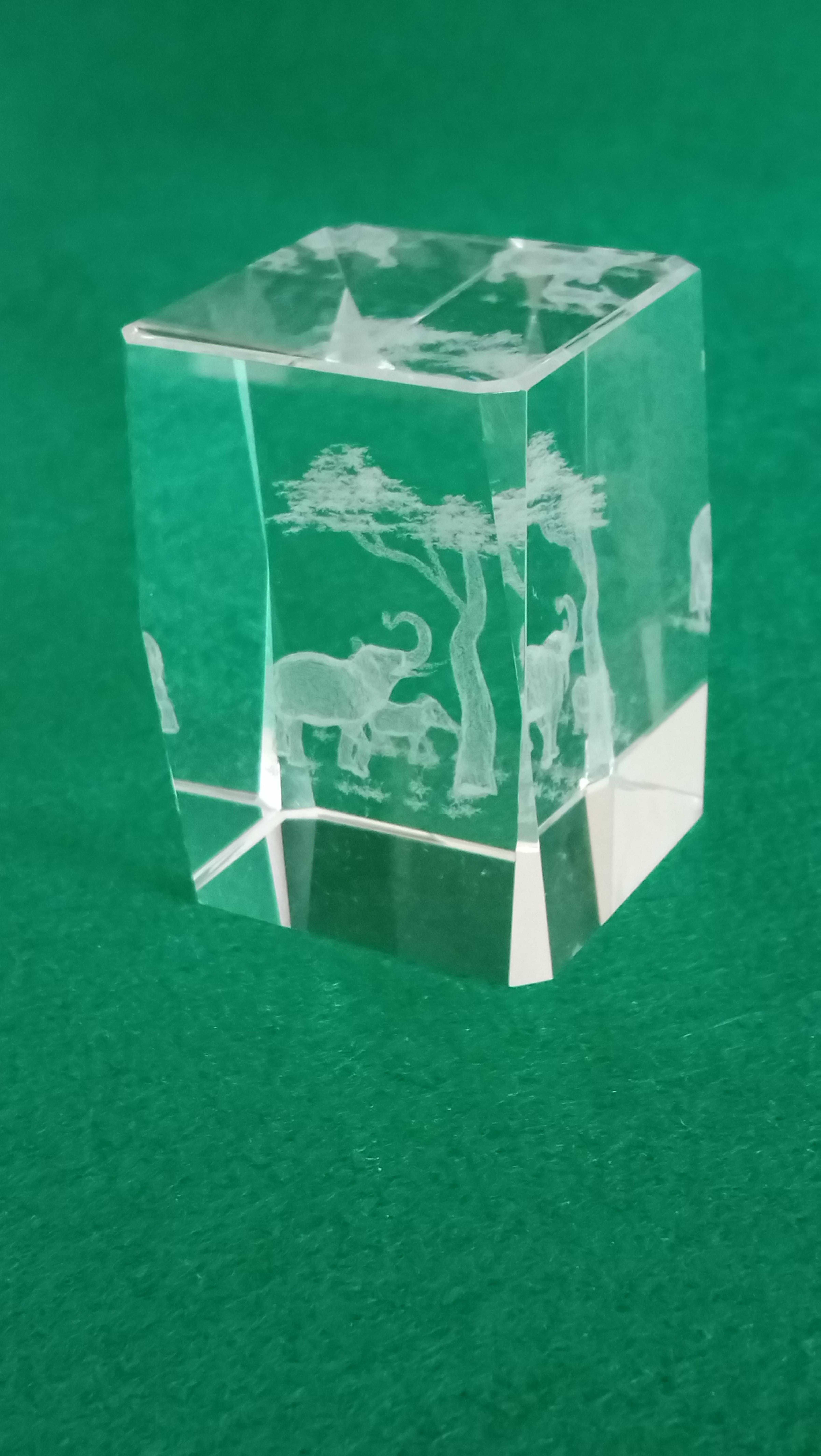 Kryształ 3D grawer w środku Słoniki przycisk do papieru, prezent