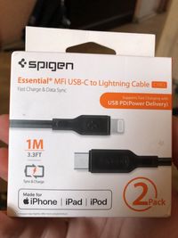 Кабель для iPhone/iPad Spigen Essential USB-C to Lightning 2шт