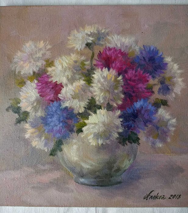 "Астры",картина маслом