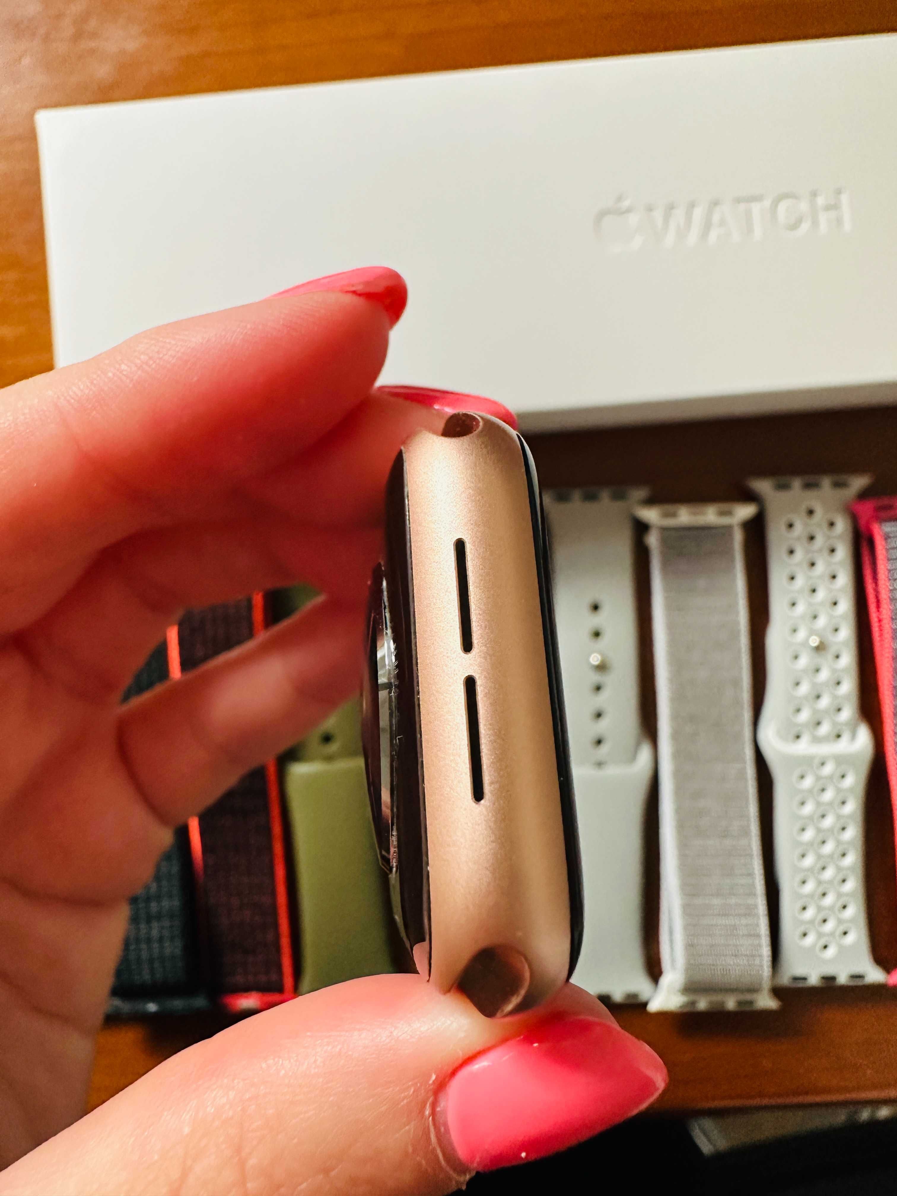 Apple watch series 6 dourado com 13 braceletes e caixa original