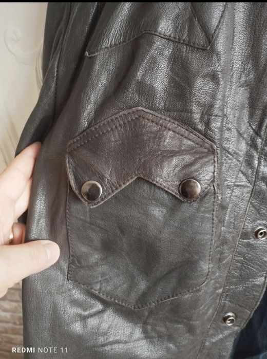 Czekoladowa kurtka koszula skóra naturalna