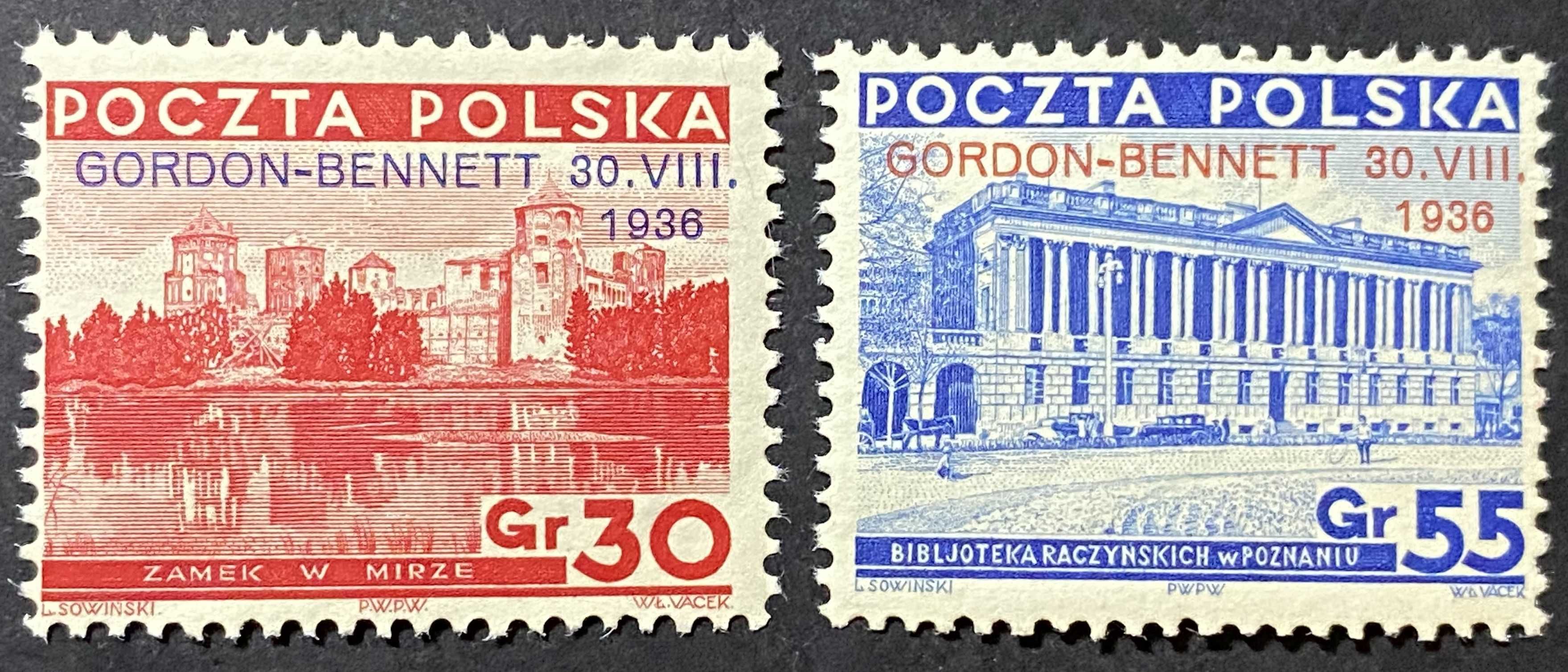 Znaczki Polska Fi 292 293 Gordon Bennett 1936r