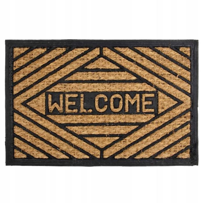 Wycieraczka pod drzwi do butów prostokątna kokosowa gumowa 60x40cm