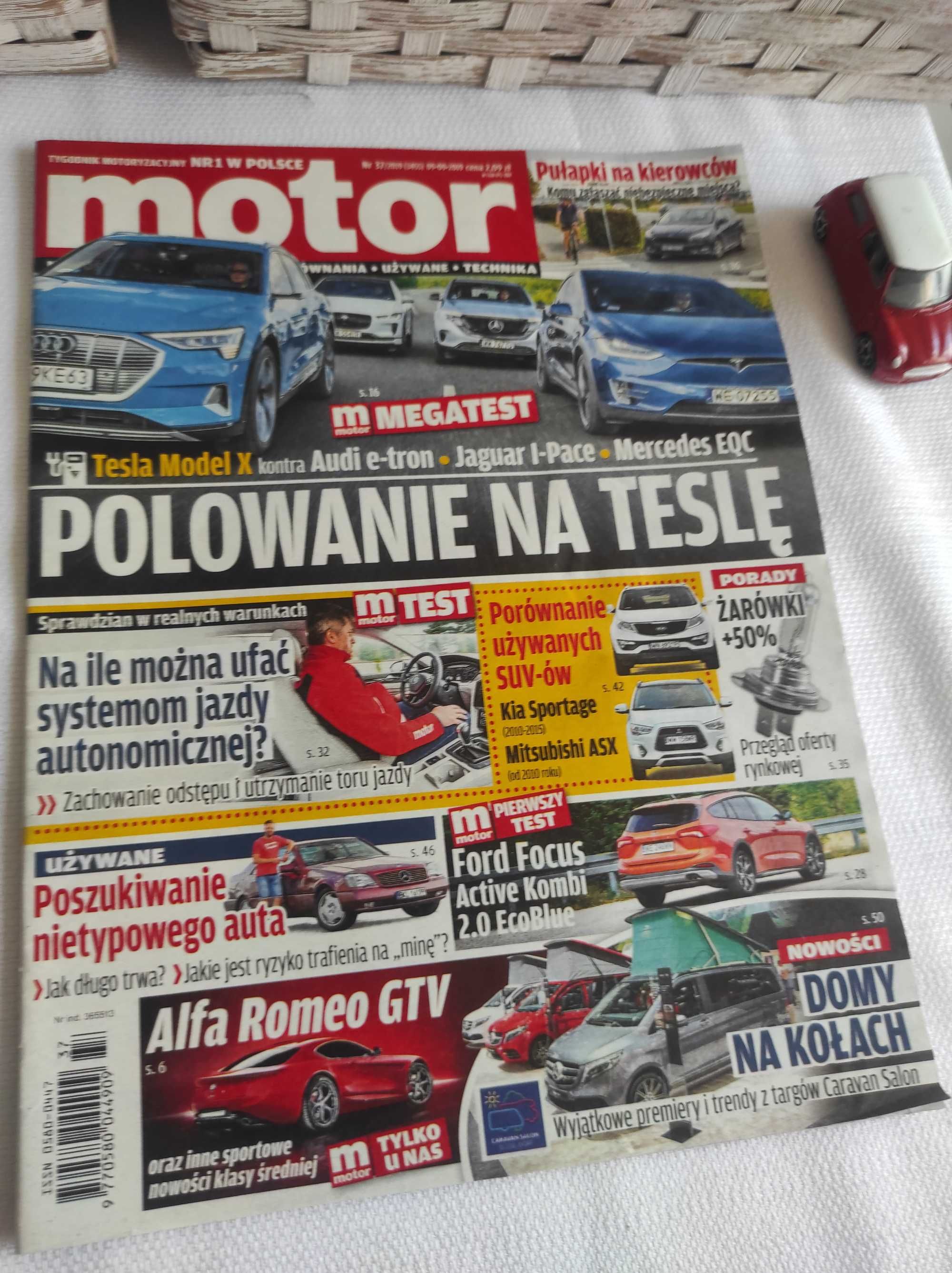 Czasopismo Motor WYSZUKAJ Auto 37/2019 GTV M4 I-Pace Kona Tesla CL EQC