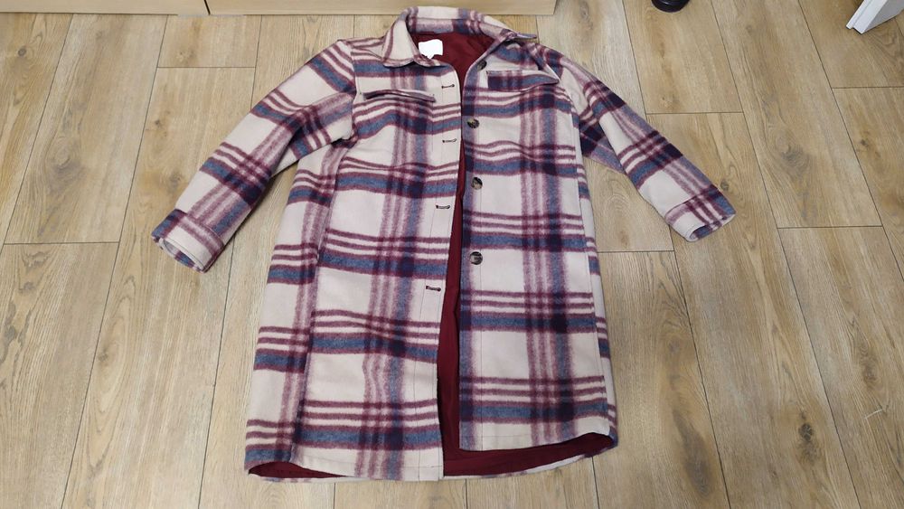 CIEPŁY płaszcz w kratę H&M rozmiar M 170/96A