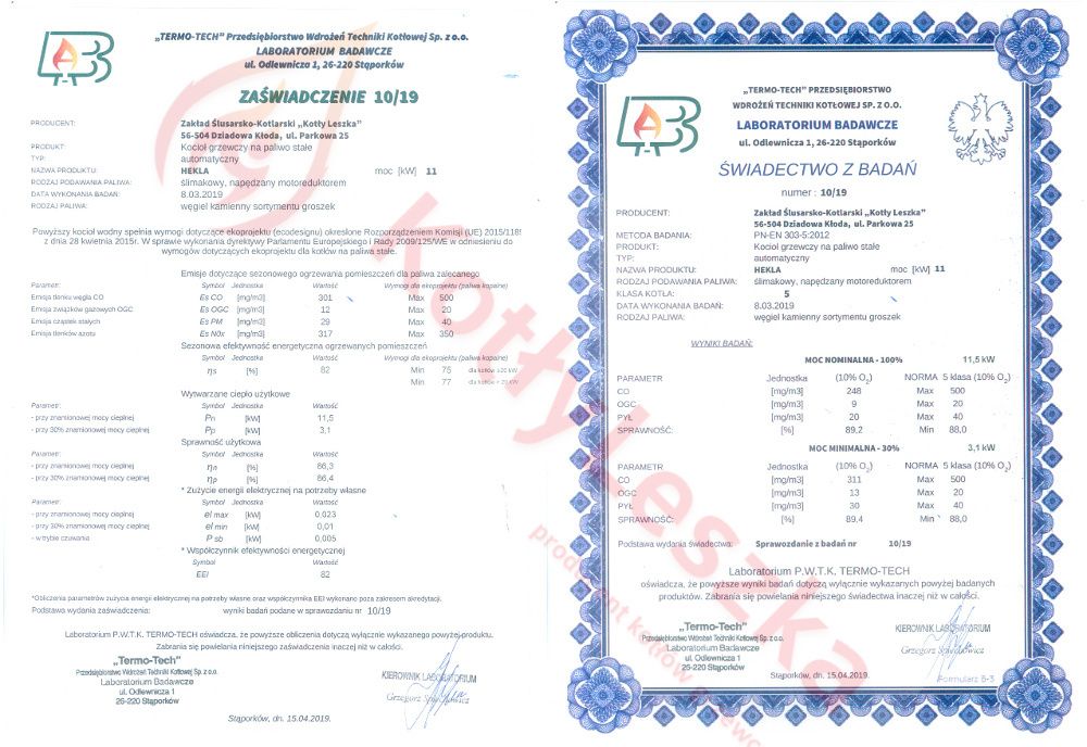 Kocioł piec c.o. 5 klasa HEKLA 11 kW ekogroszek kotlyleszka ecodesign