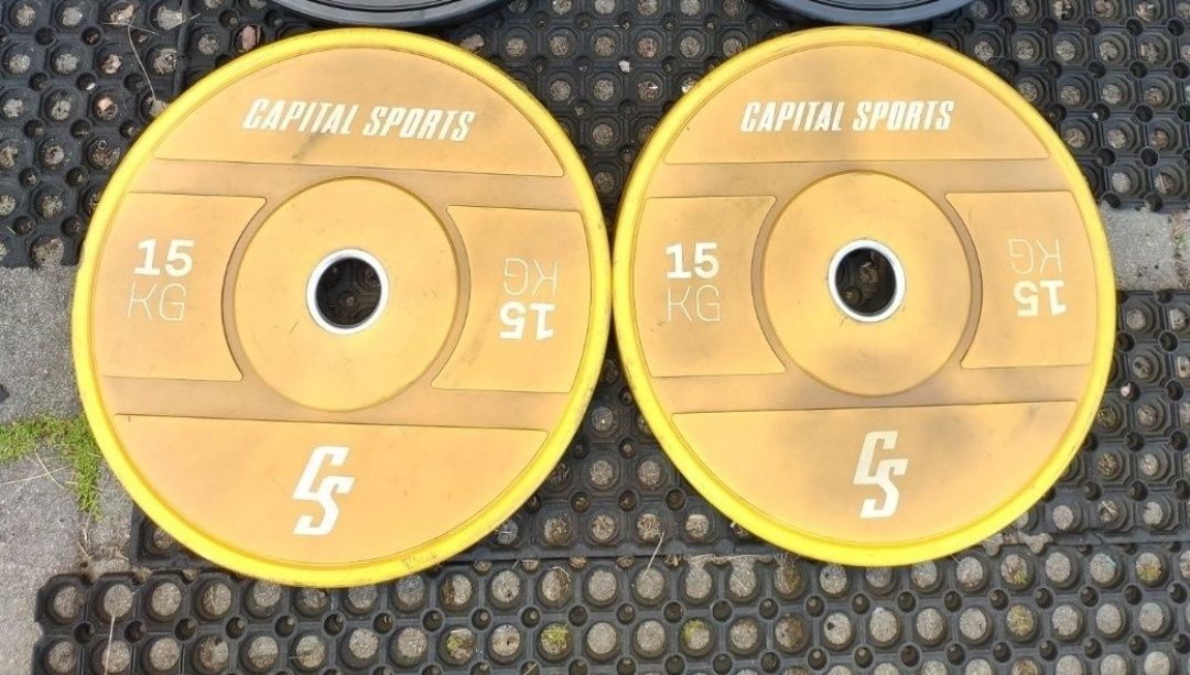 Talerze olimpijskie 2 x 15kg z  twardej gumy/tworzywa typu bumpery #