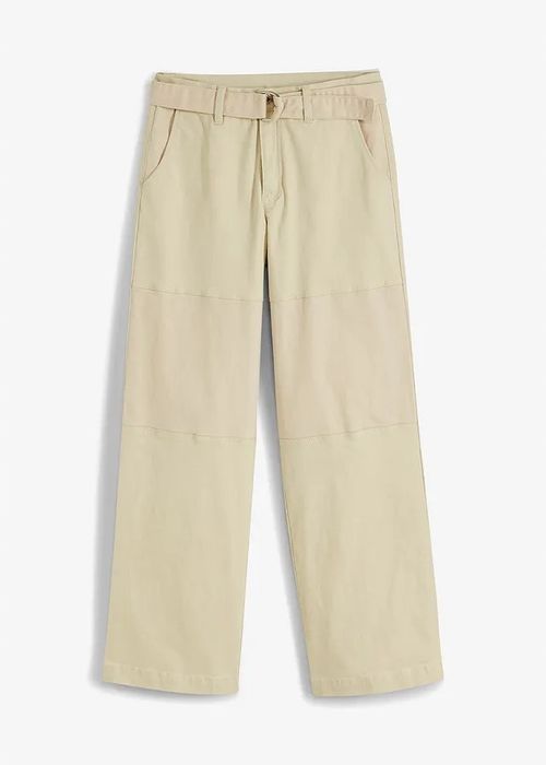 B.P.C spodnie twillowe patchworkowe beżowe z paskiem ^42