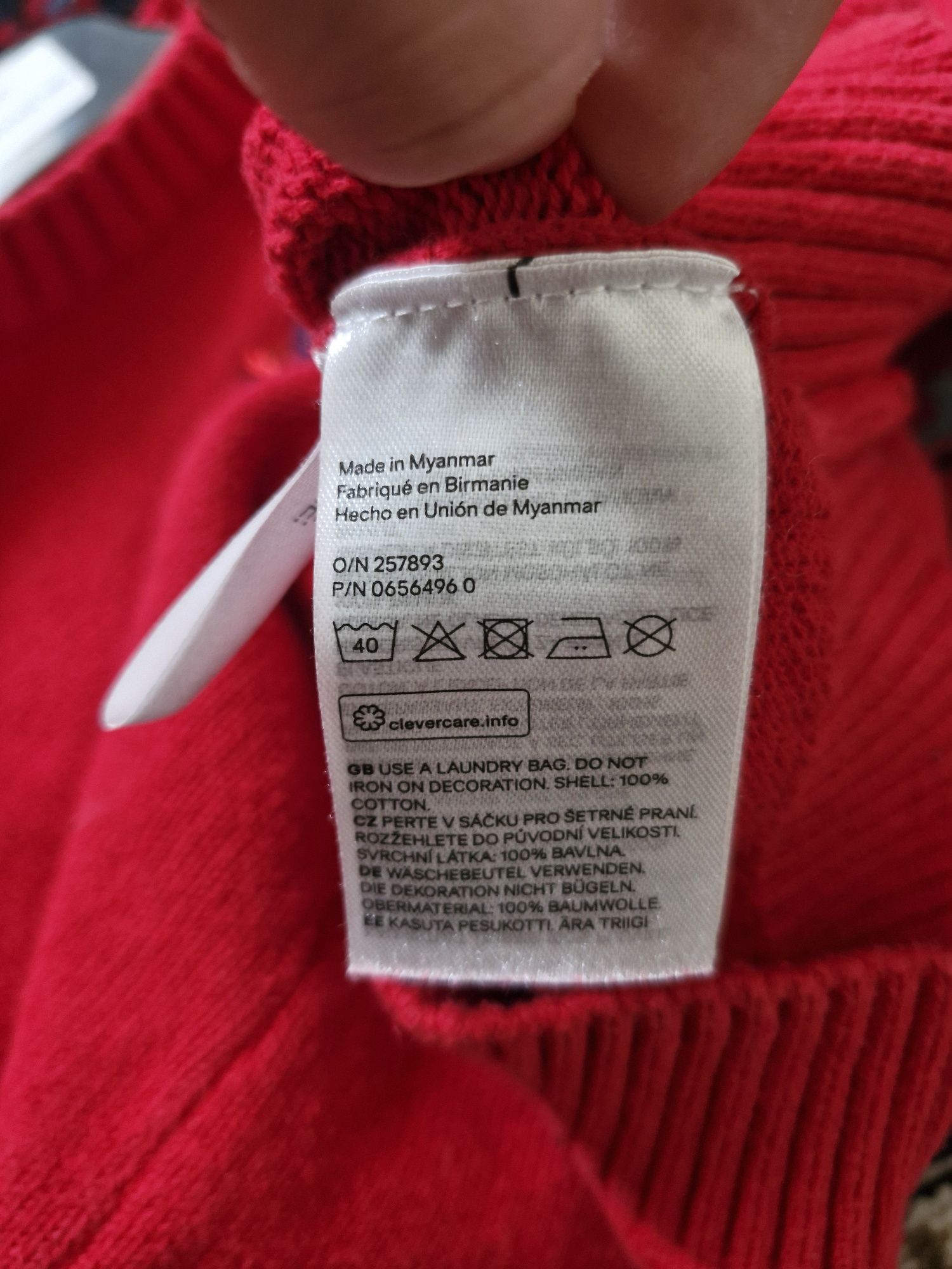 Sweter czerwony dinozaur t-rex święta H&M 104