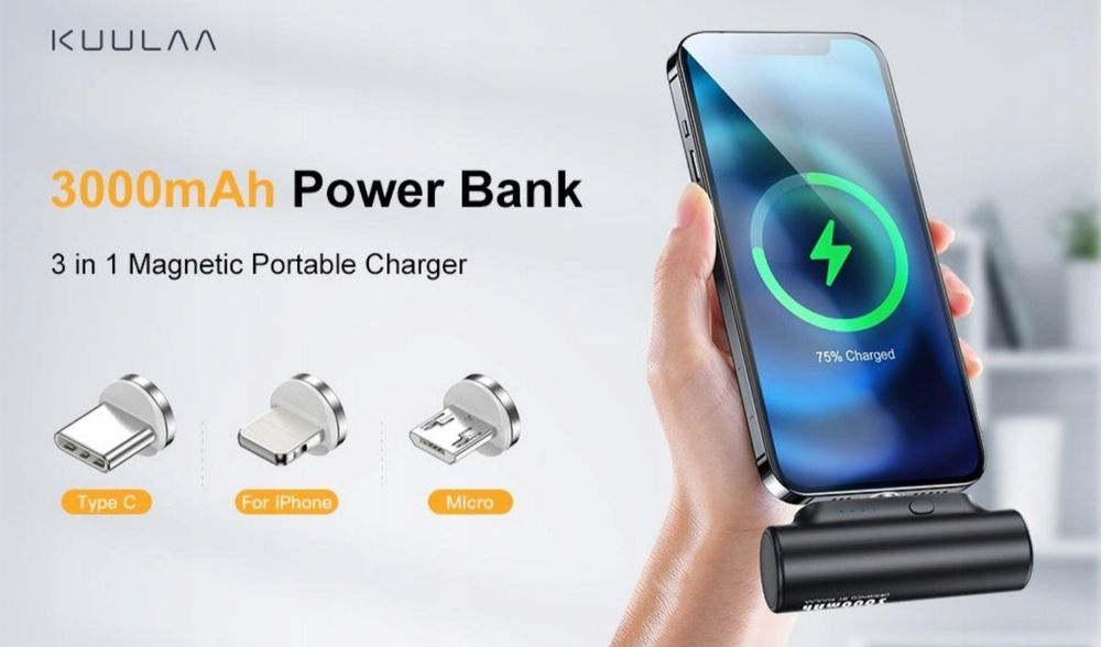 Kuulaa Magnetyczny Powerbank NOWY 3w1 Ładowarka MINI