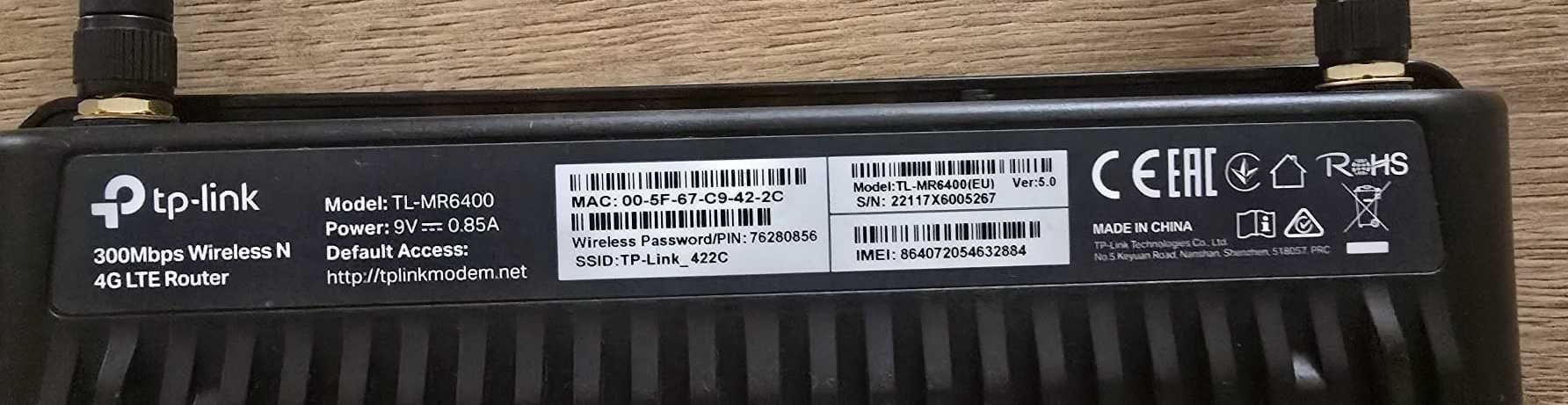 Bezprzewodowy router RUTER 4G LTE TP-LINK model TL-MR 6400 ver 5.0