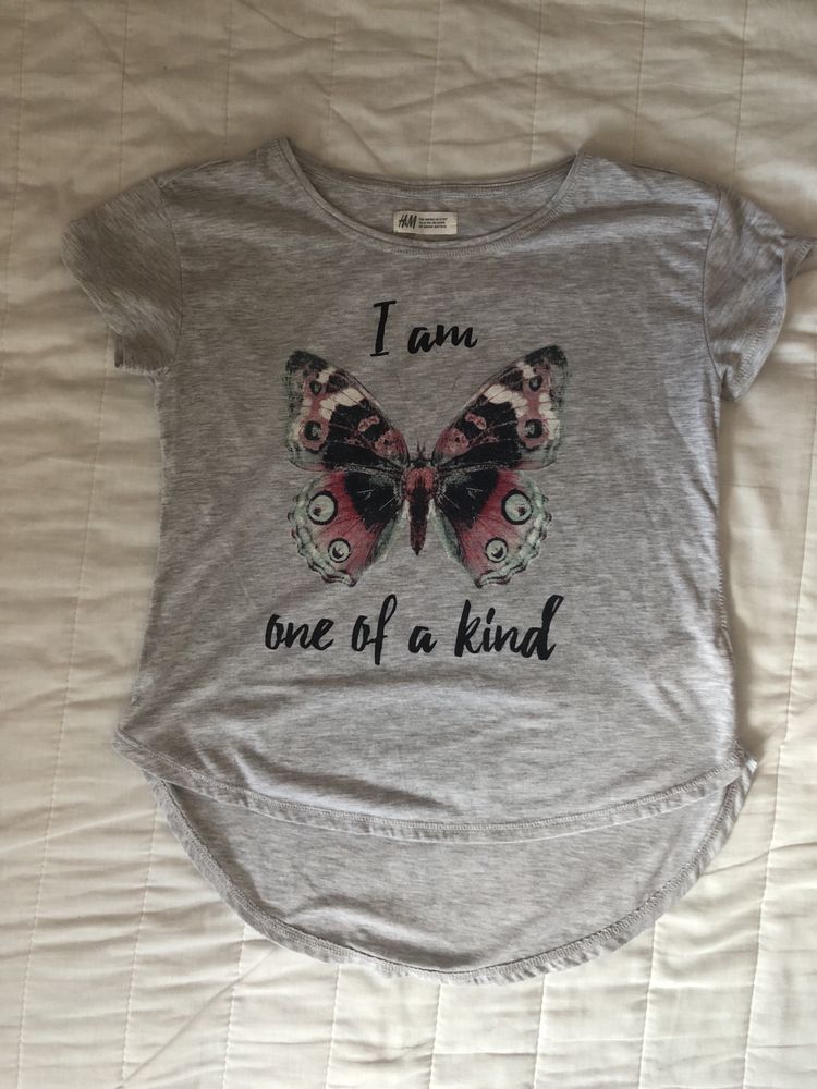 H&M komplet bluzek Tshirt 158/164 motyl jaszczurka kwiaty