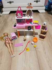 Barbie sklepik salon dla zwierzaków lalka zwierzątka akcesoria