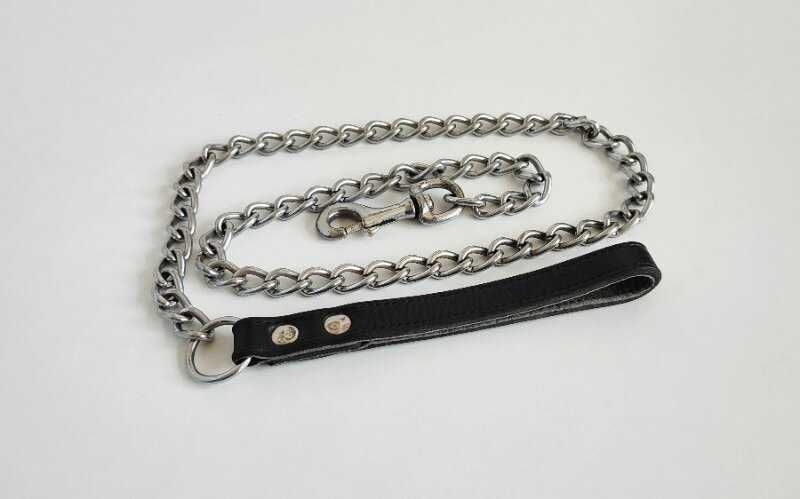 Поводок цепь металл хром кожа для собак крупных пород - Trixie 120 см