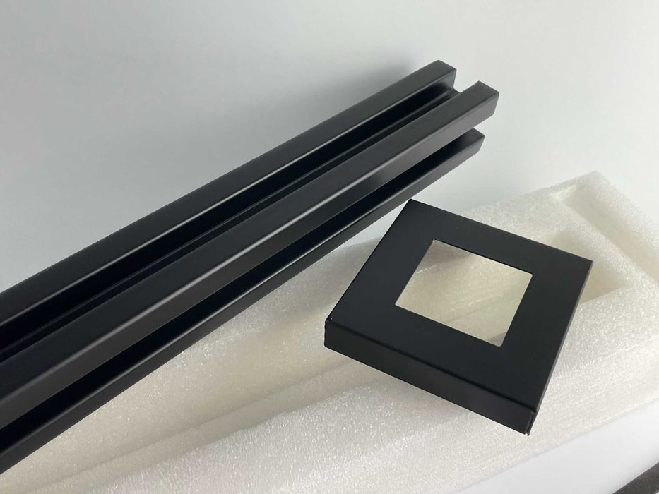 Słupek narożny balustrady szklanej 85x10x10 cm czarny mat (B106)