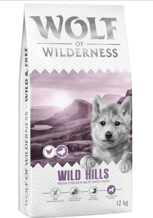 Karma Wolf of Wilderness Junior "Wild Hills" (bez zbóż) 12KG