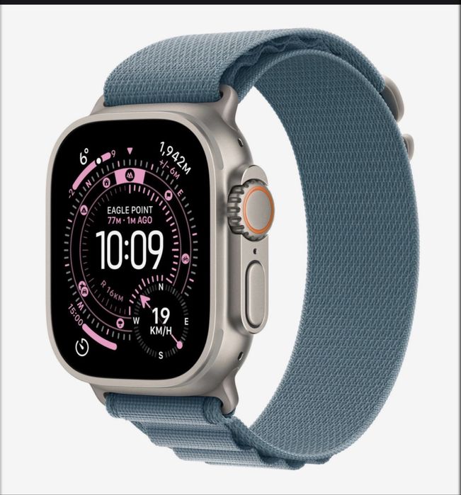 Apple Watch Ultra 3 Naturalny Tytan/Niebieska Opaska Alpine M 5G