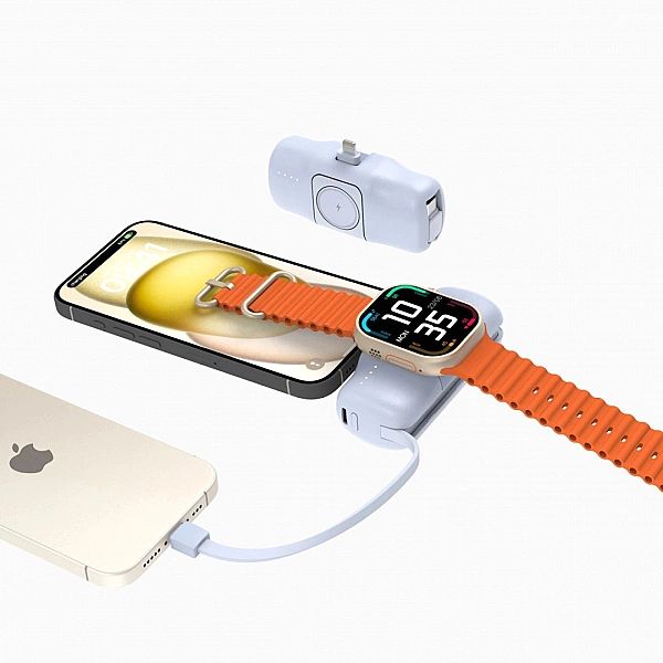Mini powerbank Wozinsky WF16-YLS 5000mAh 15W Lightning z wbudowanym ka