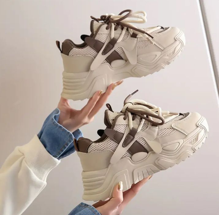 Modne Damskie Sneakersy Mesh w Kolorowe Bloki