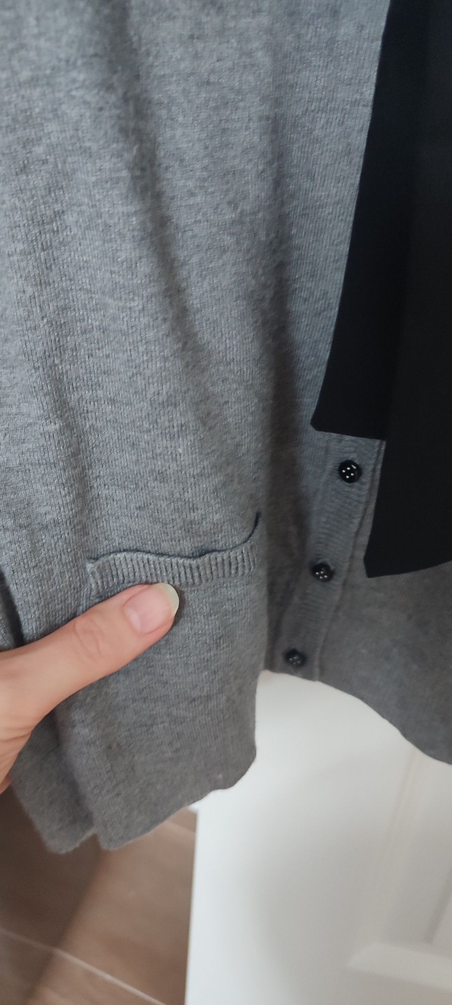 Orsay sweterek szary XS z wiązana szarfa na dekolcie