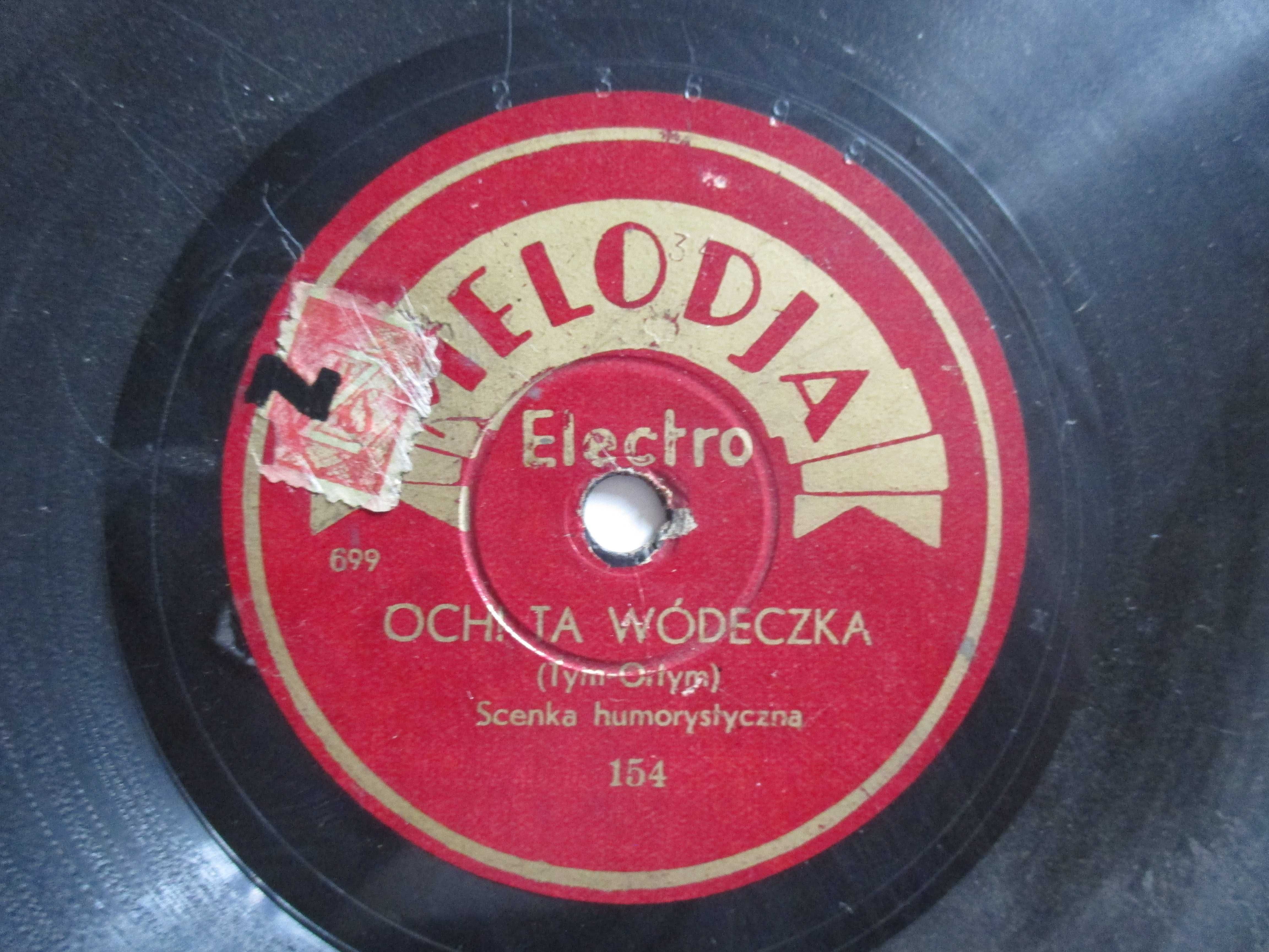 Płyta patefon szelak Melodja Tym-Ortym "Och ta wódeczka", "Gwałtu!"
