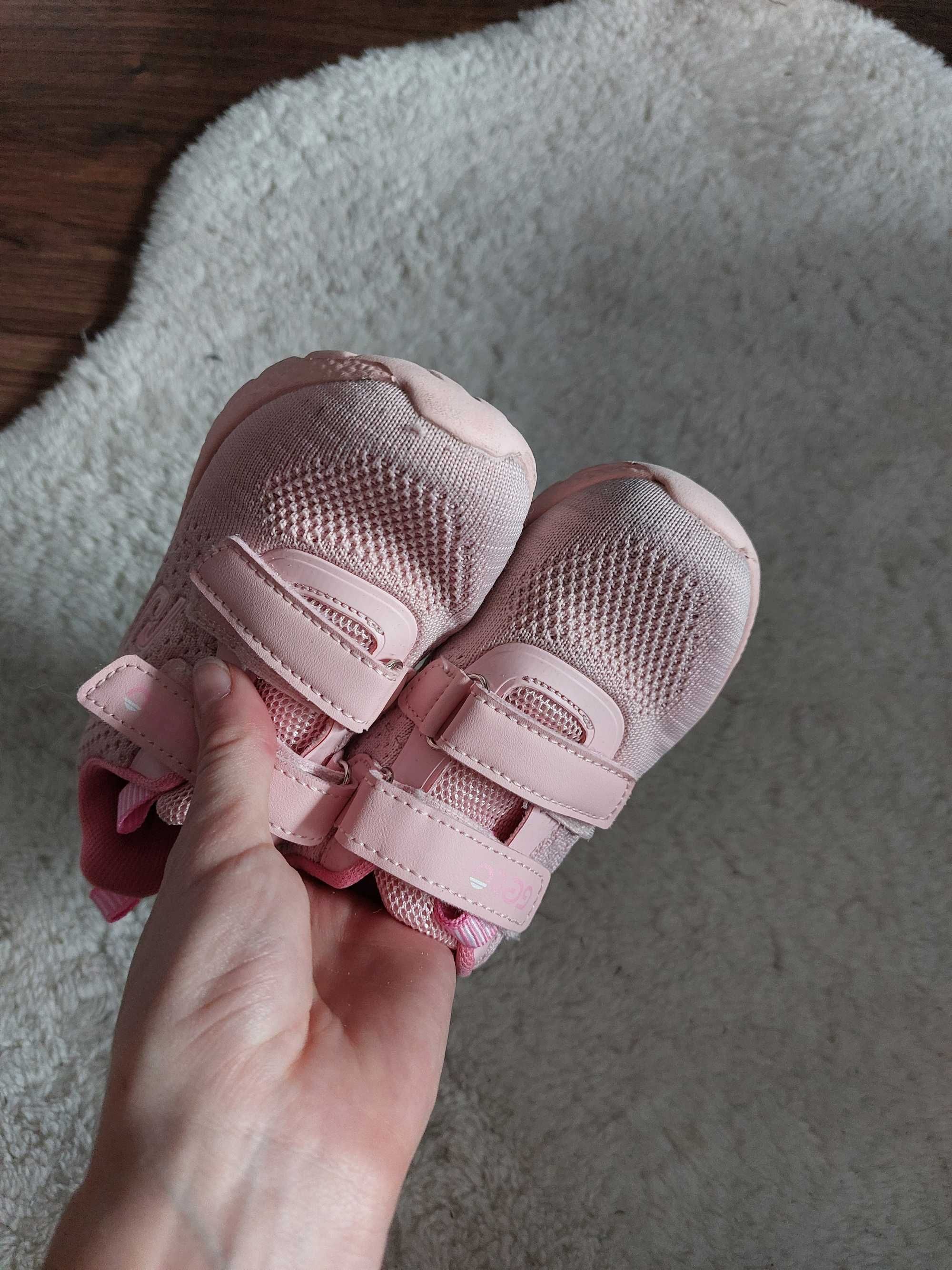 buty dziewczęce adidasy trzewiki różowe na rzepy sportowe 25 16 cm