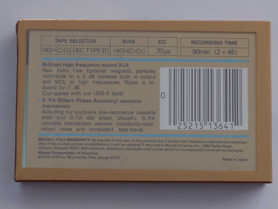 Maxell XLII 90 model na rok 1984 rynek Amerykański