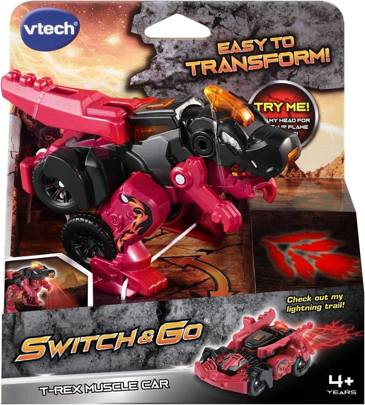 Трансформер динозавр тірекс vtech switch and go t-rex muscle car