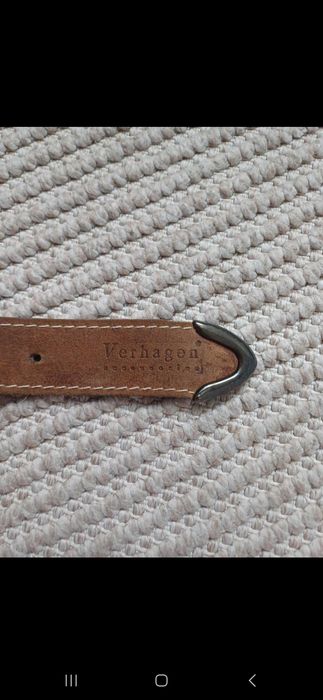 Skórzany brązowy pasek do spodni