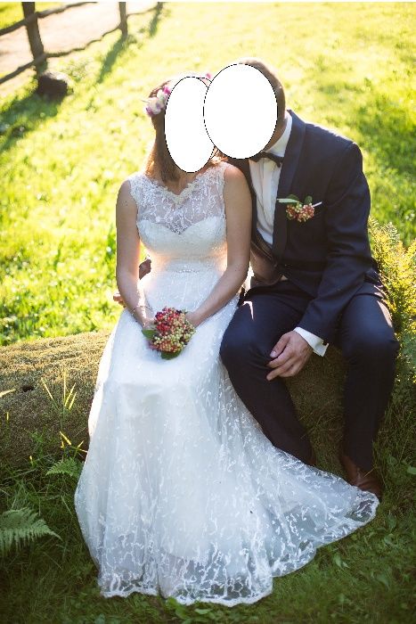 Suknia ślubna Biały Raj, 34, piękna, wyjatkowa, subtelna, rustykalna