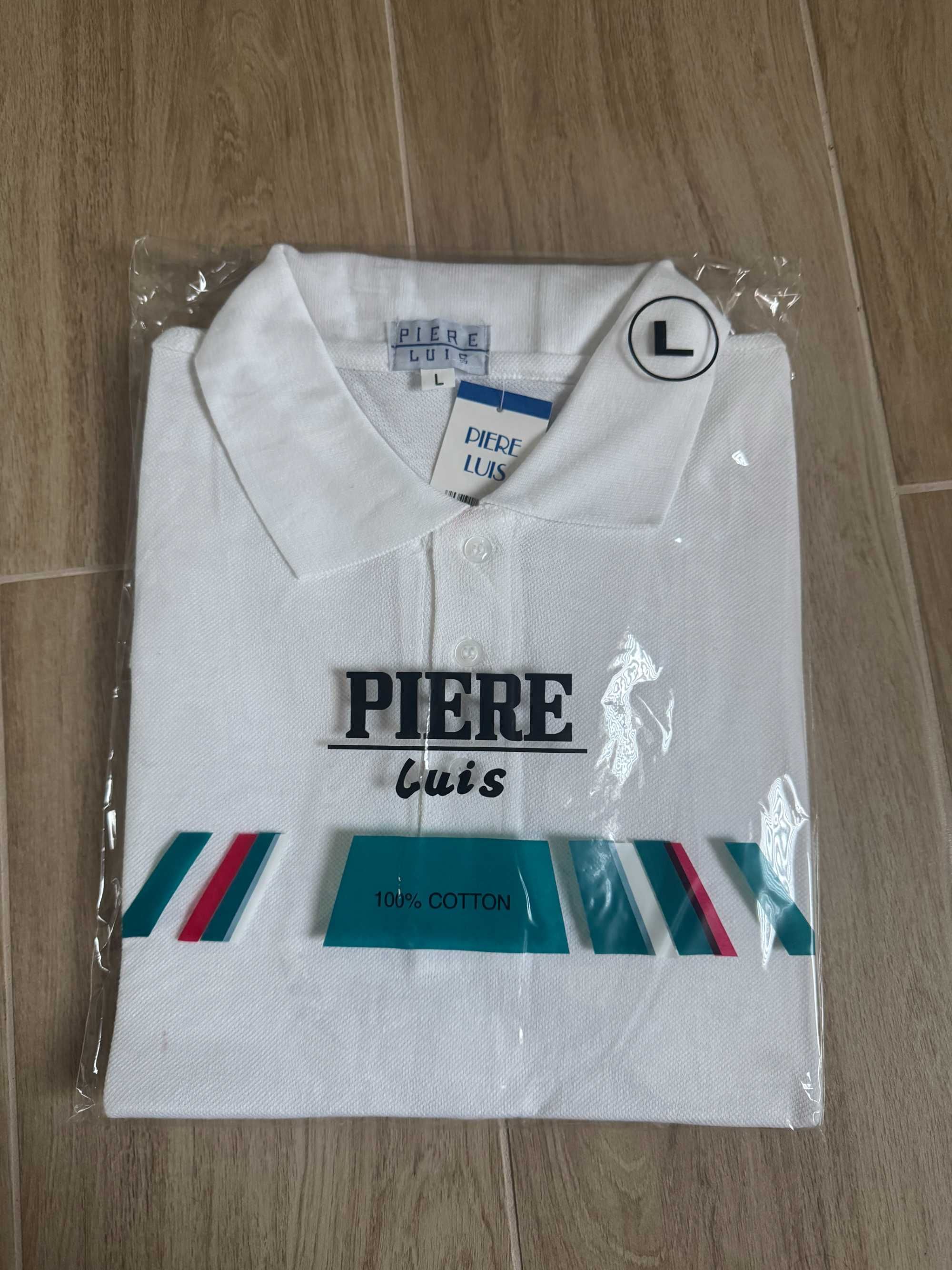 Koszulka polo biała PIERE LUIS M L XL XXL 100% BAWEŁNA 1 klasa