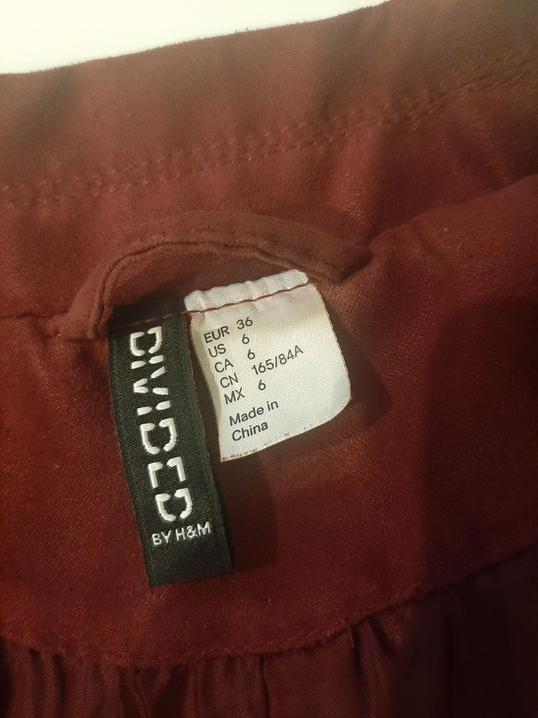 Kurtka ramoneska pilotka bordo jak nowa mała skórka eko H&M r. 36
