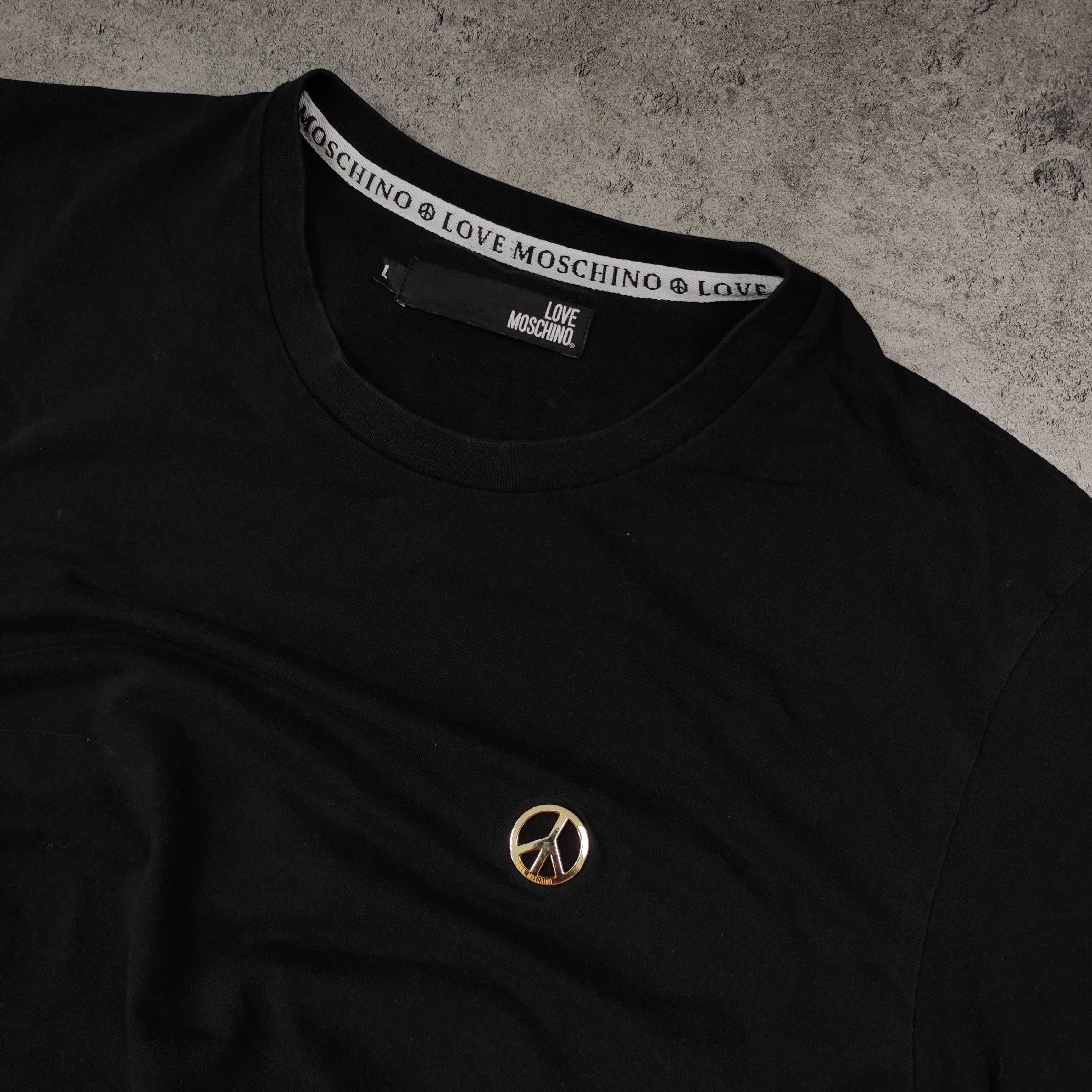 MĘSKA Koszulka PREMIUM Luxury Love Moschino Metalowa Naszywka Logo