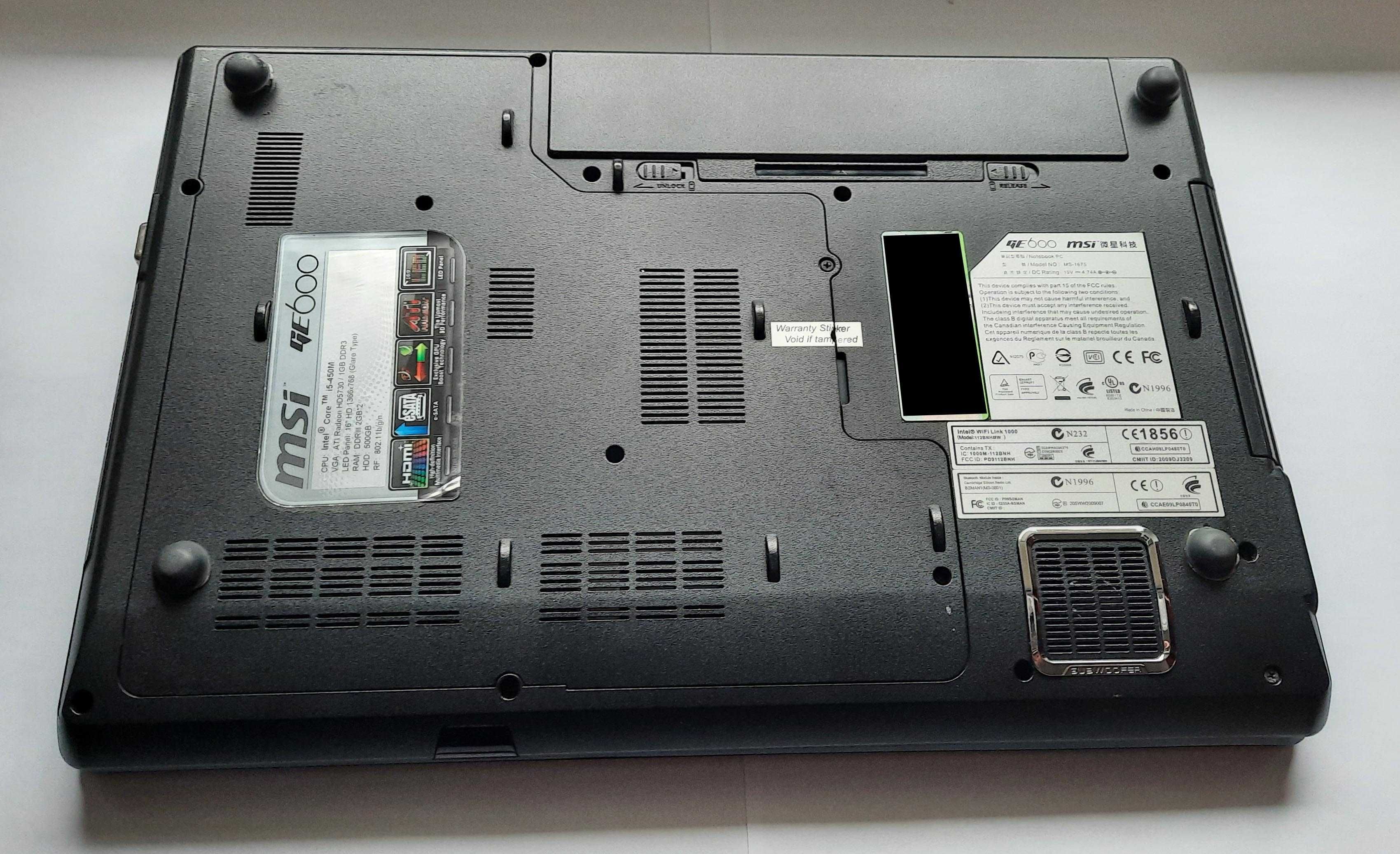 Laptop MSI GE600 notebook biurowy gamingowy do gier + Torba