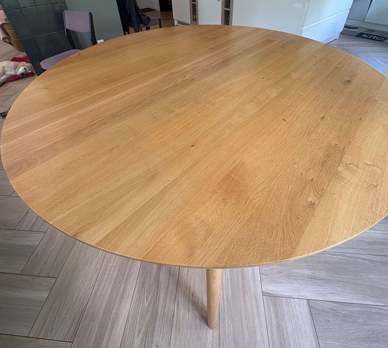Stół dębowy okrągły duży 180 cm z Manufaktury Drewna