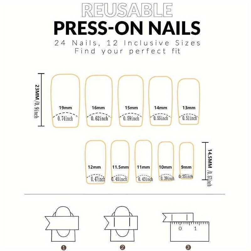 ⊛ Entrega Gratis 24H ~ 24pcs Unhas Falsas - Minimalista Ponta Francesa