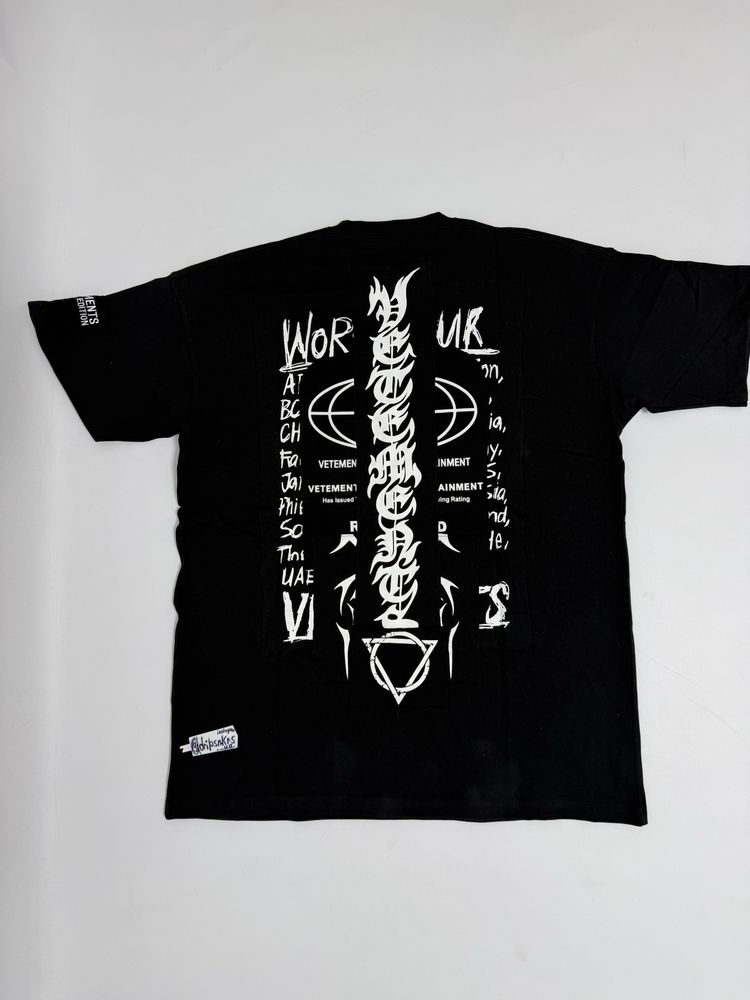 футболка  Vetements Hardcore Restricted black white balenciagatee L Xl