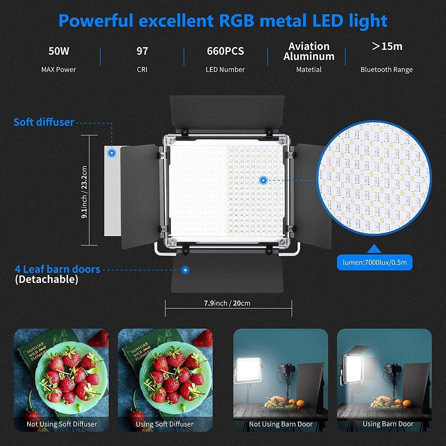 2 Iluminadores LED RGB 660pro com baterias + carregadores e app