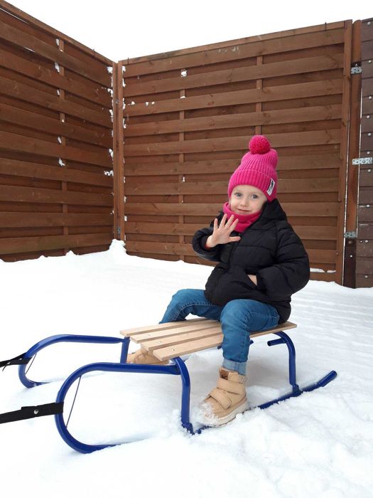 Sanki dla dzieci Metalowe z Oparciem z Popychaczem